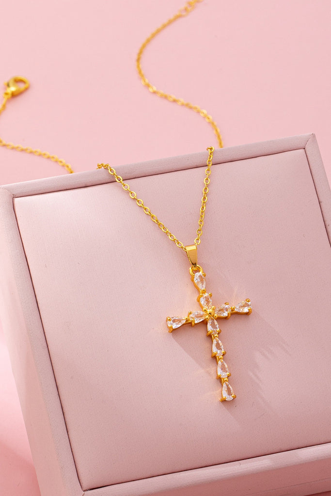Rainbow  Crystal Cross Pendant Necklace | 80N92816