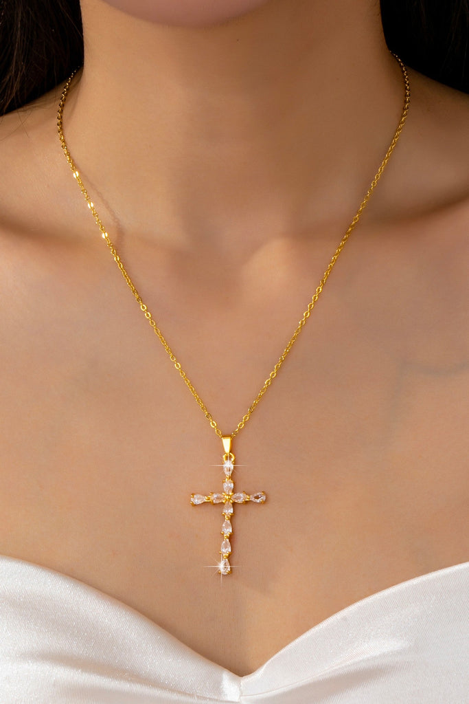 Rainbow  Crystal Cross Pendant Necklace | 80N92816