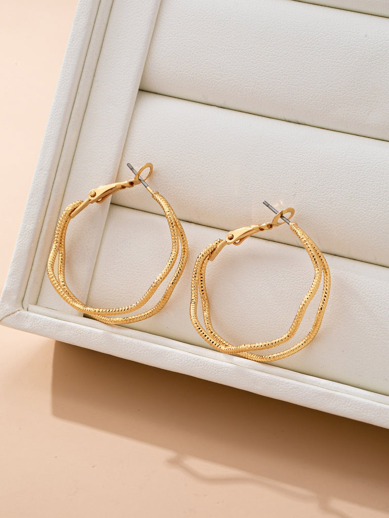 Textured Wavy Gold Hoop Earrings | 80E61896
