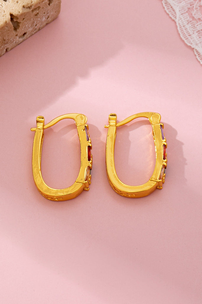 Rainbow Gemstone Bar Hoop Earrings | 80E61912