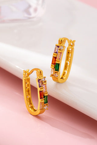 Rainbow Gemstone Bar Hoop Earrings | 80E61912