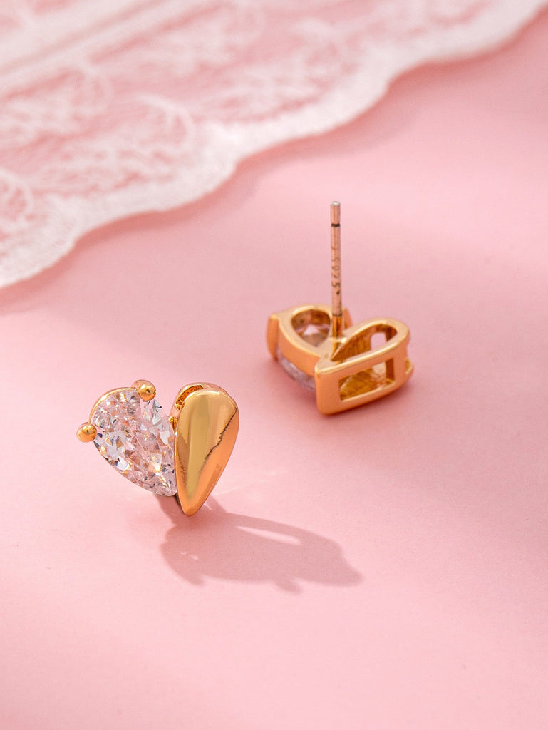 Heart-Shaped Crystal Stud Earrings | 80E61918