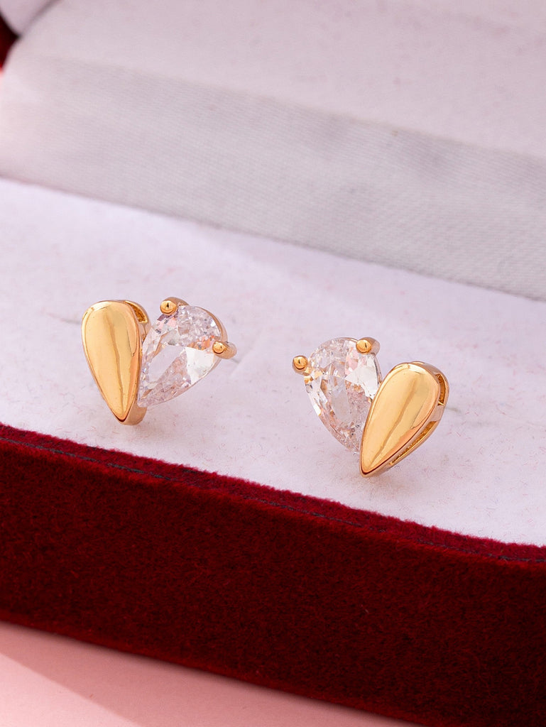 Heart-Shaped Crystal Stud Earrings | 80E61918