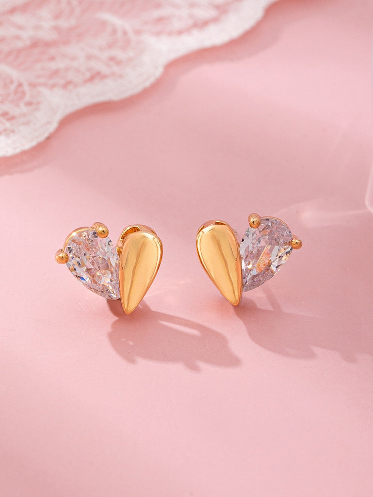 Heart-Shaped Crystal Stud Earrings | 80E61918