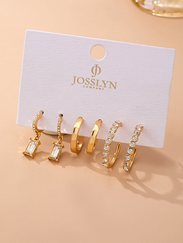 Crystal-Accented Gold Hoop Earring Set | 80E61945