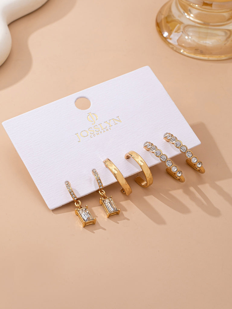 Crystal-Accented Gold Hoop Earring Set | 80E61945