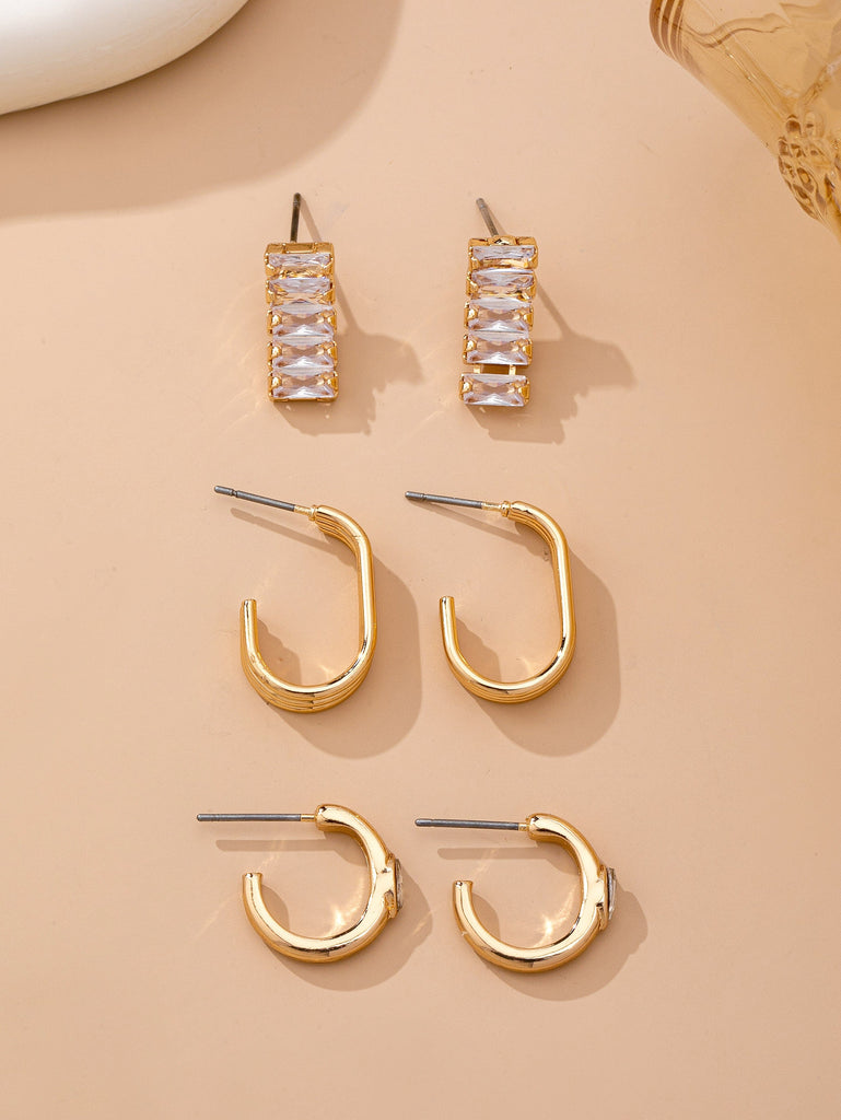 Crystal & Gold Hoop Earring Set | 80E61948