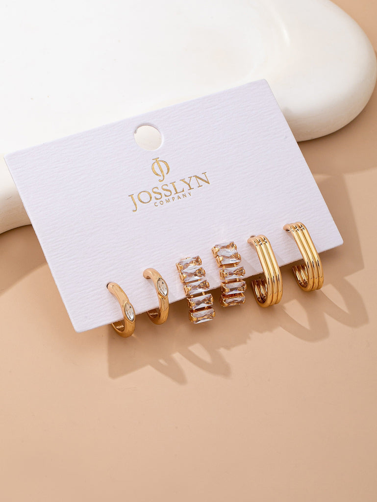 Crystal & Gold Hoop Earring Set | 80E61948
