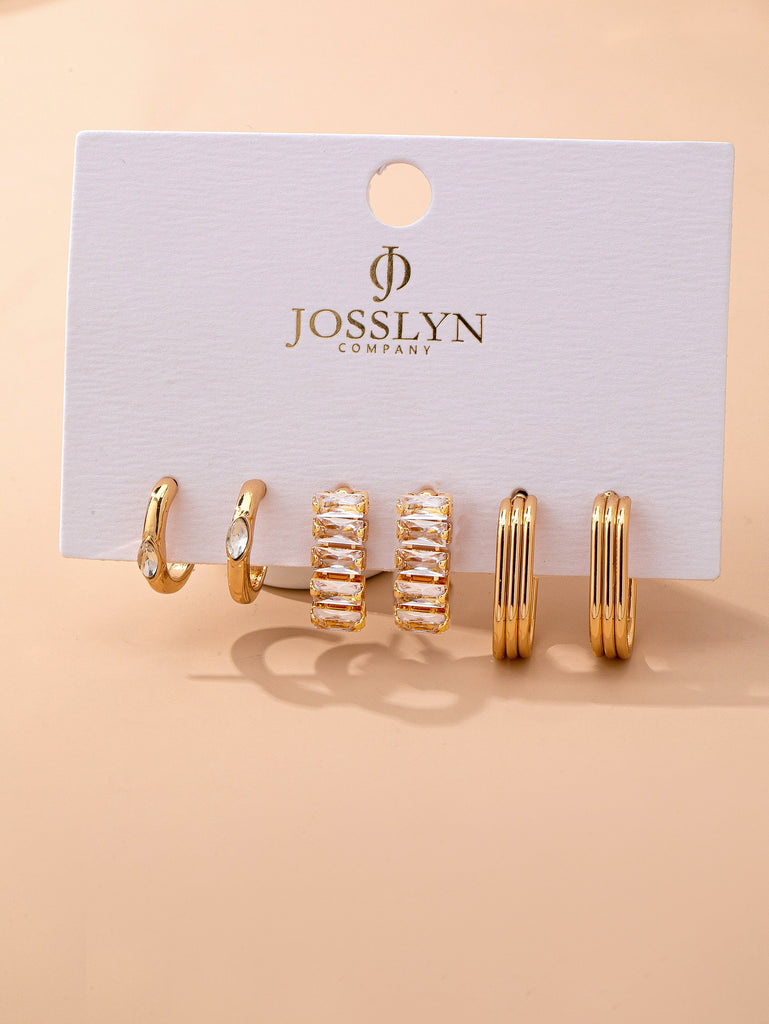 Crystal & Gold Hoop Earring Set | 80E61948