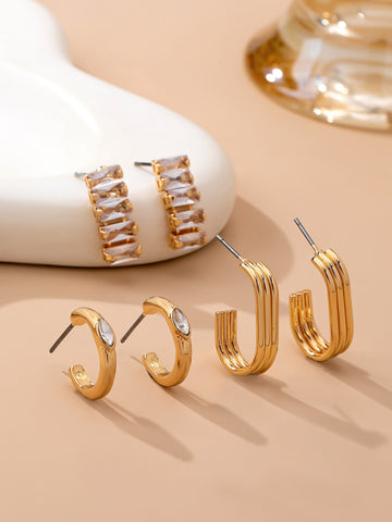 Crystal & Gold Hoop Earring Set | 80E61948