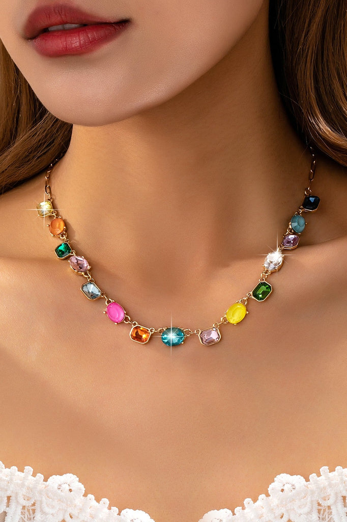 Multicolor Gemstone Link Necklace | 80N92824