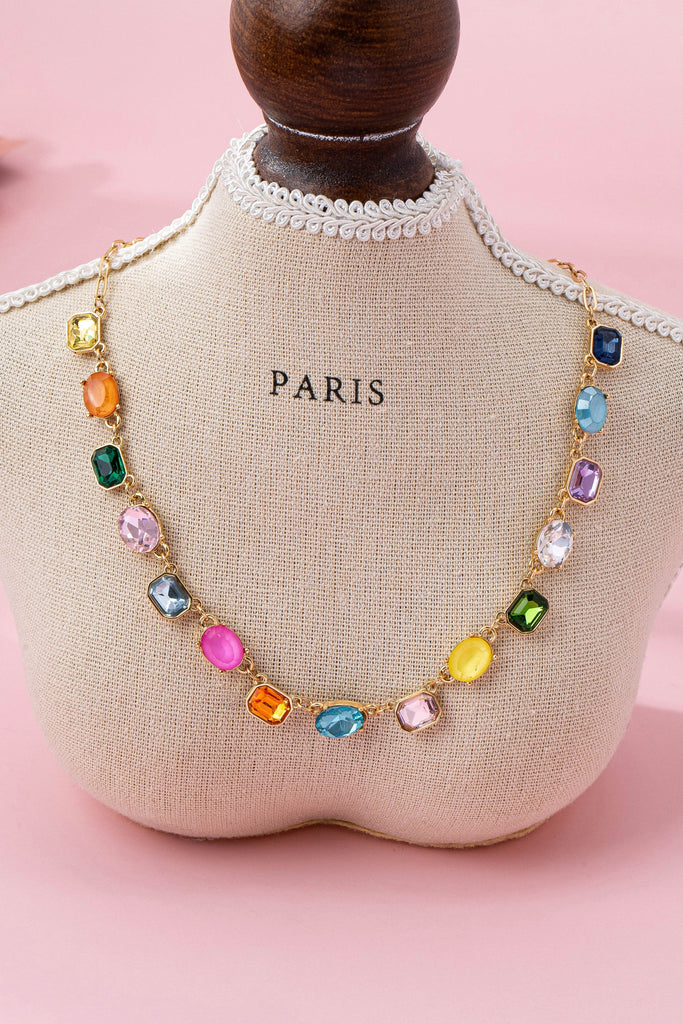 Multicolor Gemstone Link Necklace | 80N92824