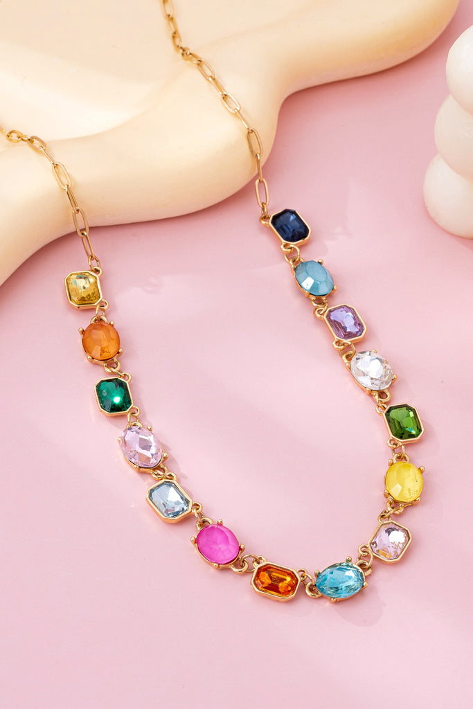 Multicolor Gemstone Link Necklace | 80N92824