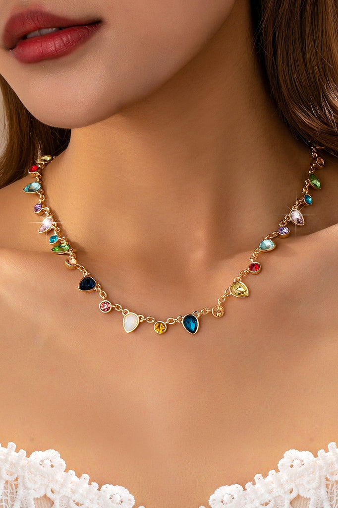 Rainbow Teardrop Gemstone Charm Necklace | 80N92832