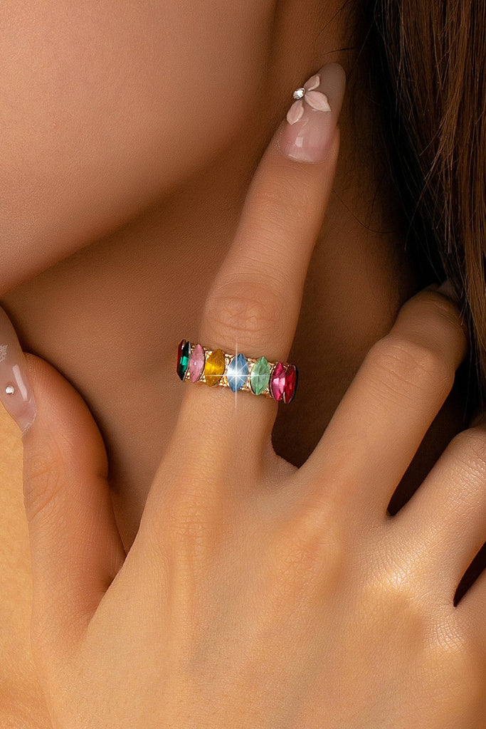 Rainbow Marquise Gem Eternity Band Ring | 80R224