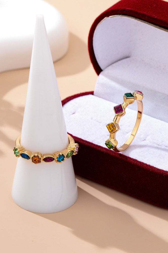 Rainbow Gemstone Cluster Statement Ring Set | 80R227