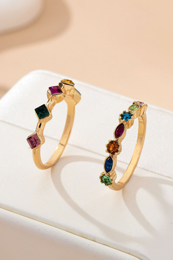 Rainbow Gemstone Cluster Statement Ring Set | 80R227