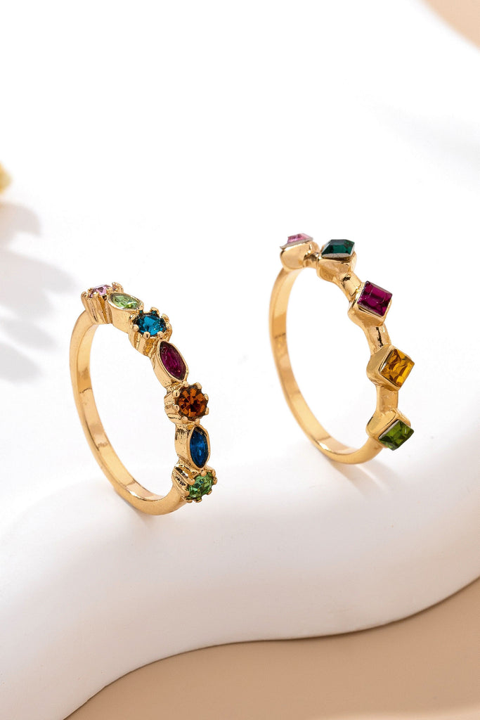 Rainbow Gemstone Cluster Statement Ring Set | 80R227
