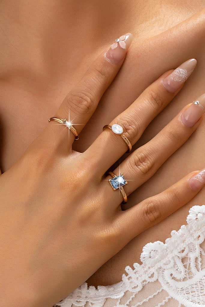 Aquamarine & Moonstone Triple Band Ring Set | 80R230