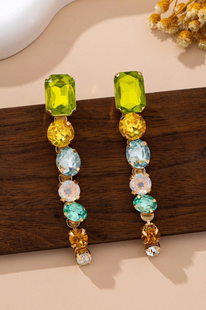 Rainbow Gem Drop Linear Earrings | 80E61964