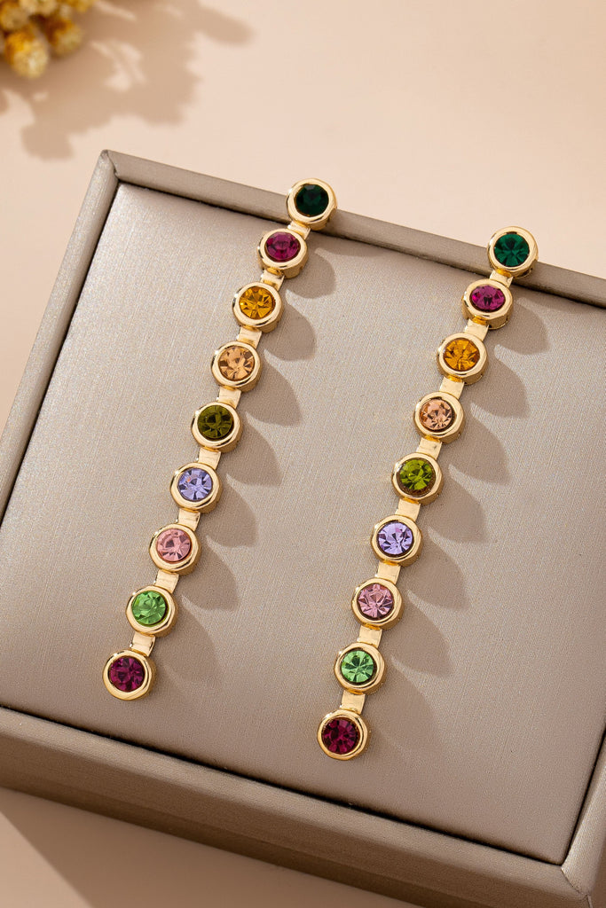 Rainbow Gemstone Linear Drop Earrings | 80E61965