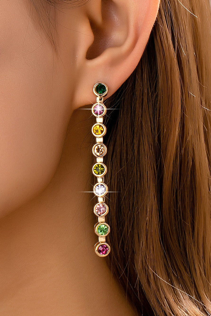 Rainbow Gemstone Linear Drop Earrings | 80E61965
