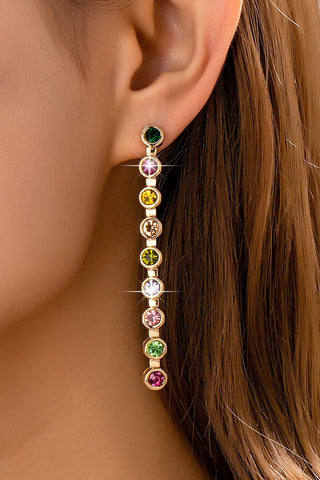 Rainbow Gemstone Linear Drop Earrings | 80E61965