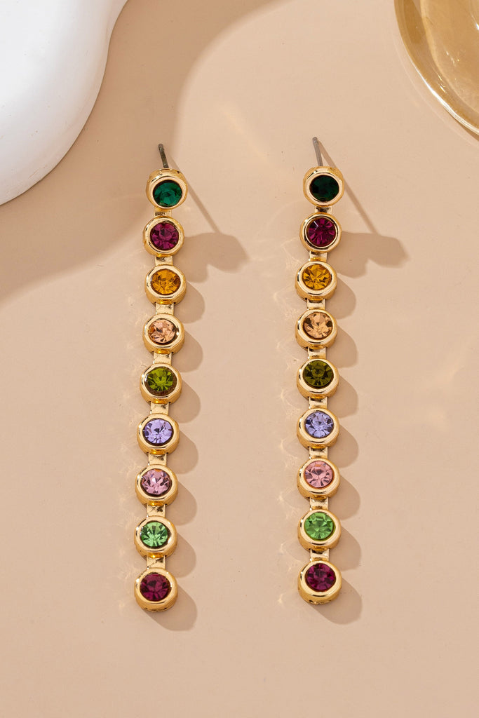 Rainbow Gemstone Linear Drop Earrings | 80E61965