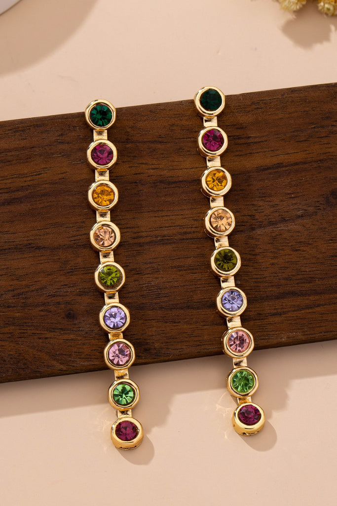 Rainbow Gemstone Linear Drop Earrings | 80E61965