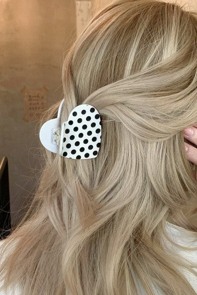 Polka Dot & Striped Heart Hair Claw Clips | 40H1053