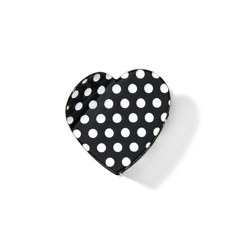 Polka Dot & Striped Heart Hair Claw Clips | 40H1053