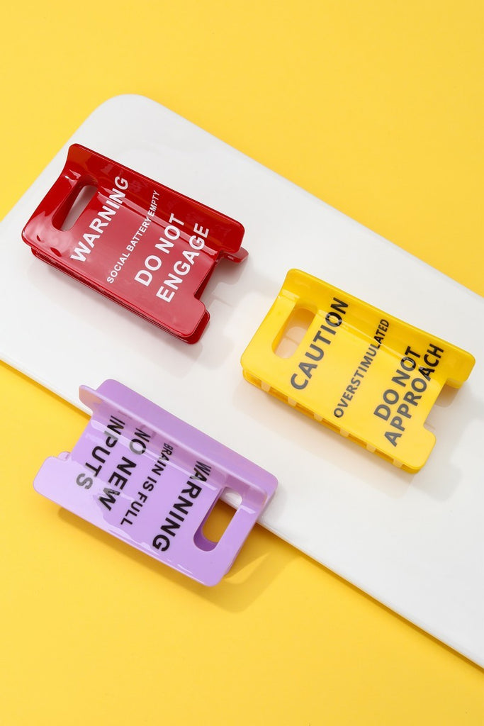 Funny Caution Sign Hair Claw Clip | 40H1055