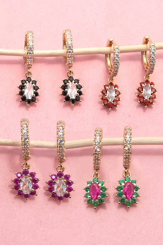 Sparkling Floral Bloom Crystal Huggie Earrings | 40E476