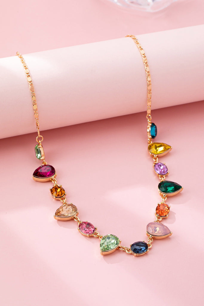 Rainbow Pear Gemstone Dangle Necklace | 80N92848