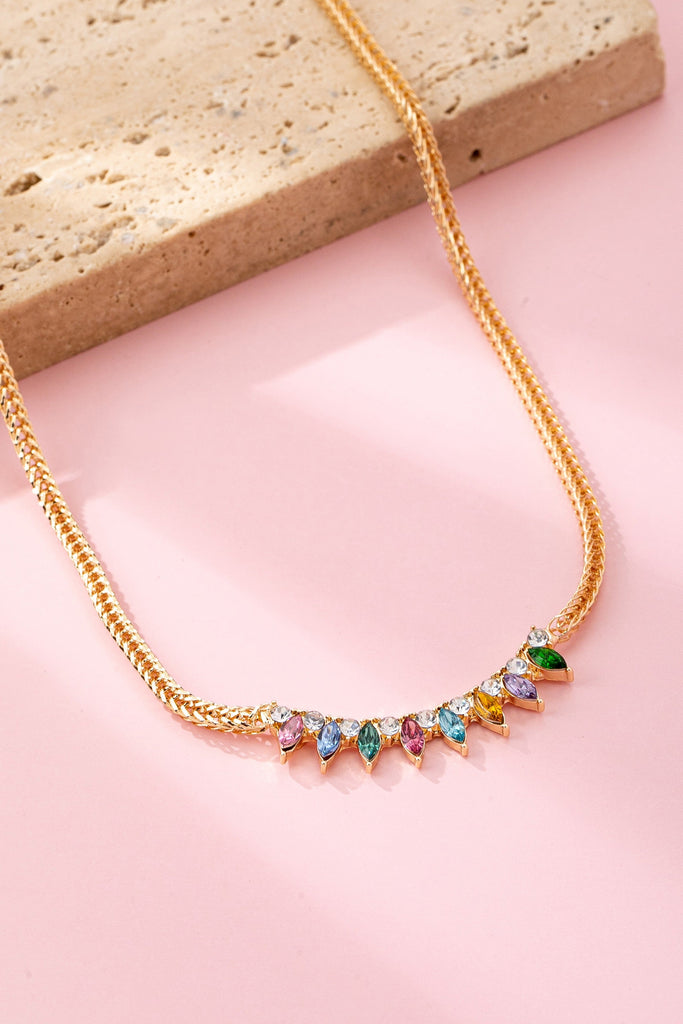 Rainbow Marquise Drop Bib Necklace | 80N92850