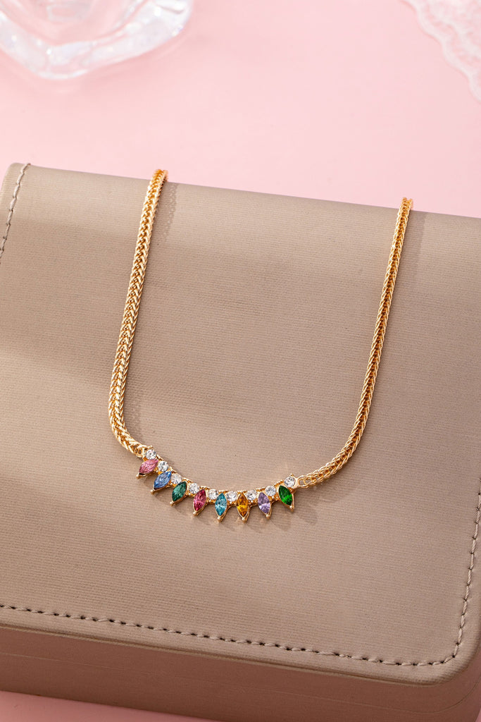 Rainbow Marquise Drop Bib Necklace | 80N92850