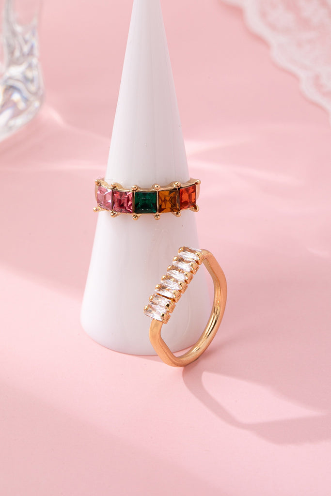 Rainbow Crystal Wrap Ring 2pcs Set | 80R241