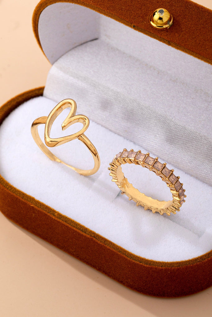 Baguette Crystal Heart Open Ring | 80R245