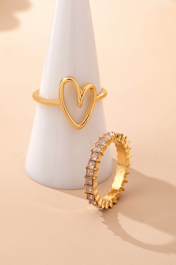 Baguette Crystal Heart Open Ring | 80R245