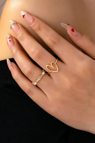 Baguette Crystal Heart Open Ring | 80R245