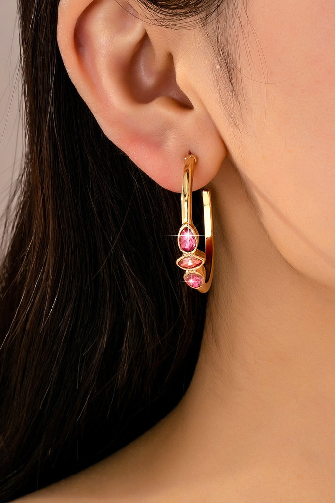 Fuchsia Marquise Crystal Hoop Earrings | 80E62089