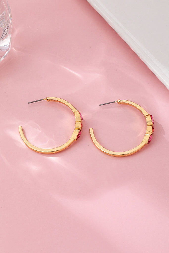Fuchsia Marquise Crystal Hoop Earrings | 80E62089