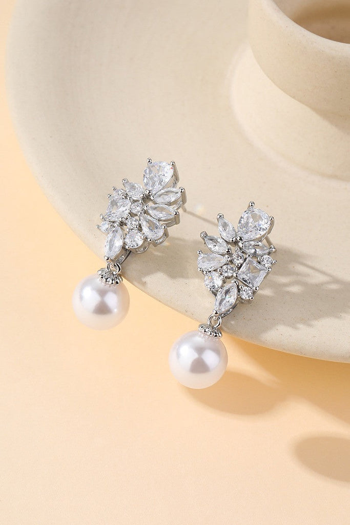 Marquise Crystal & Pearl Drop Earrings | 40E486