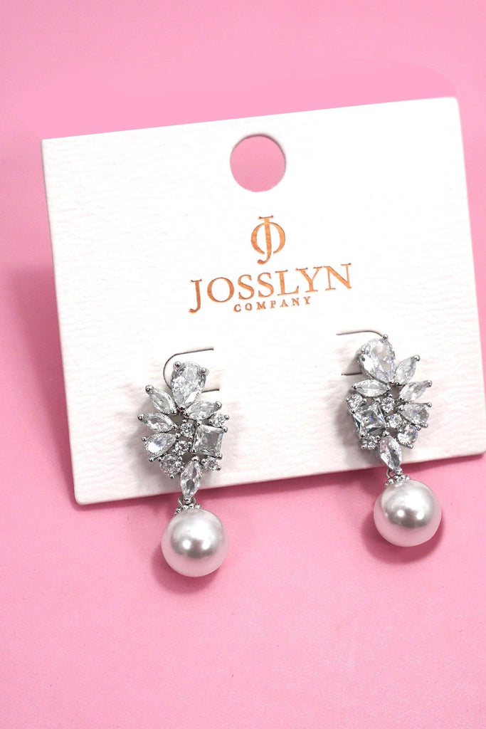 Marquise Crystal & Pearl Drop Earrings | 40E486