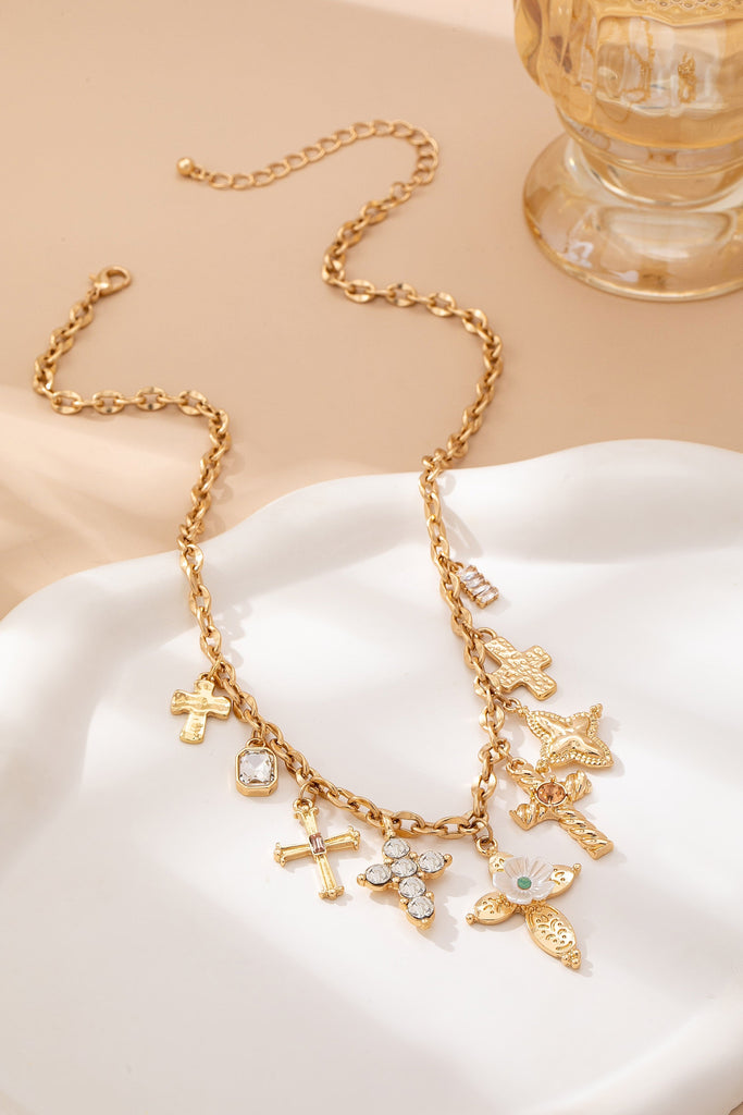 Charm Necklace - Multi-Cross Crystal Charm | 80N92856