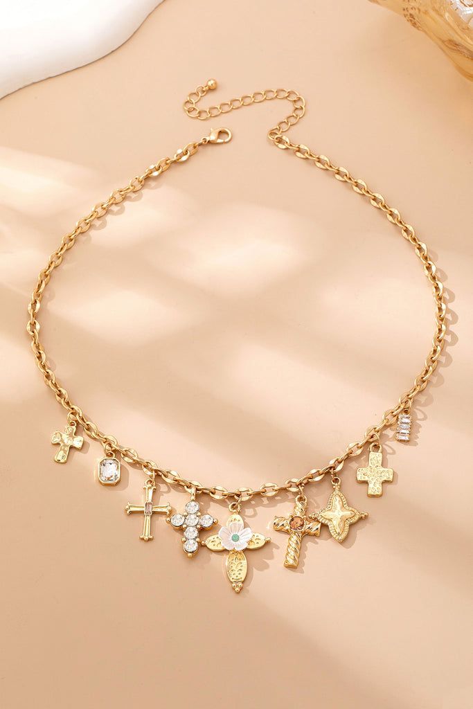 Charm Necklace - Multi-Cross Crystal Charm | 80N92856
