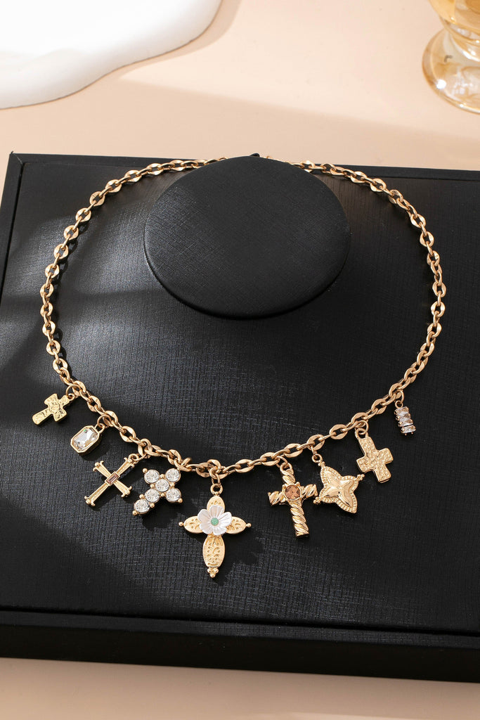 Charm Necklace - Multi-Cross Crystal Charm | 80N92856