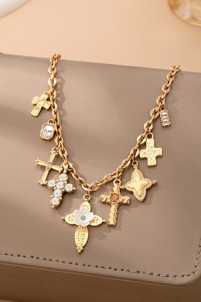 Charm Necklace - Multi-Cross Crystal Charm | 80N92856
