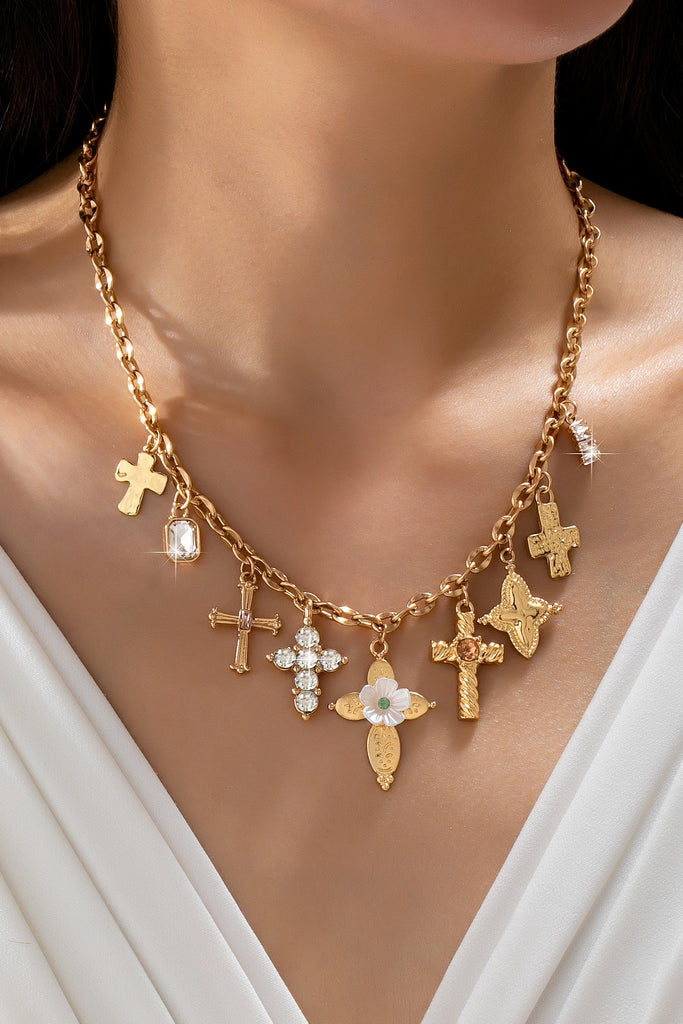 Charm Necklace - Multi-Cross Crystal Charm | 80N92856
