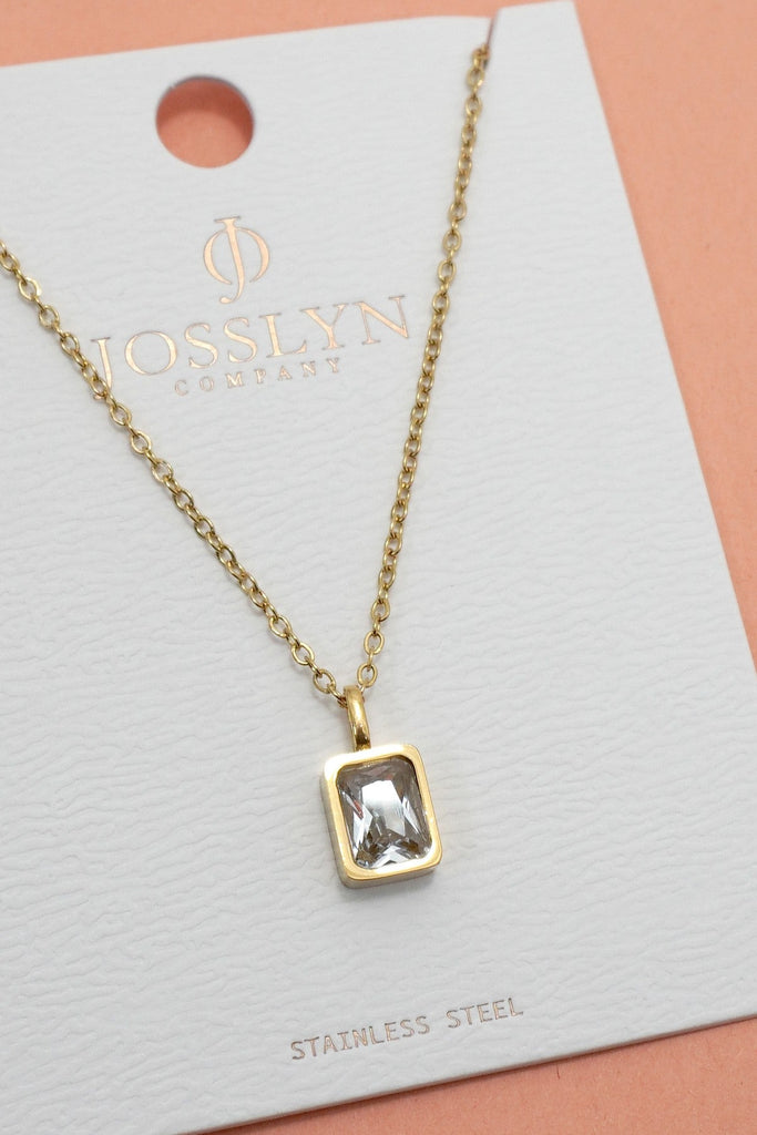 18K STAINLESS STEEL TARNISH FREE SQUARE NECKLACE | 40NK9675